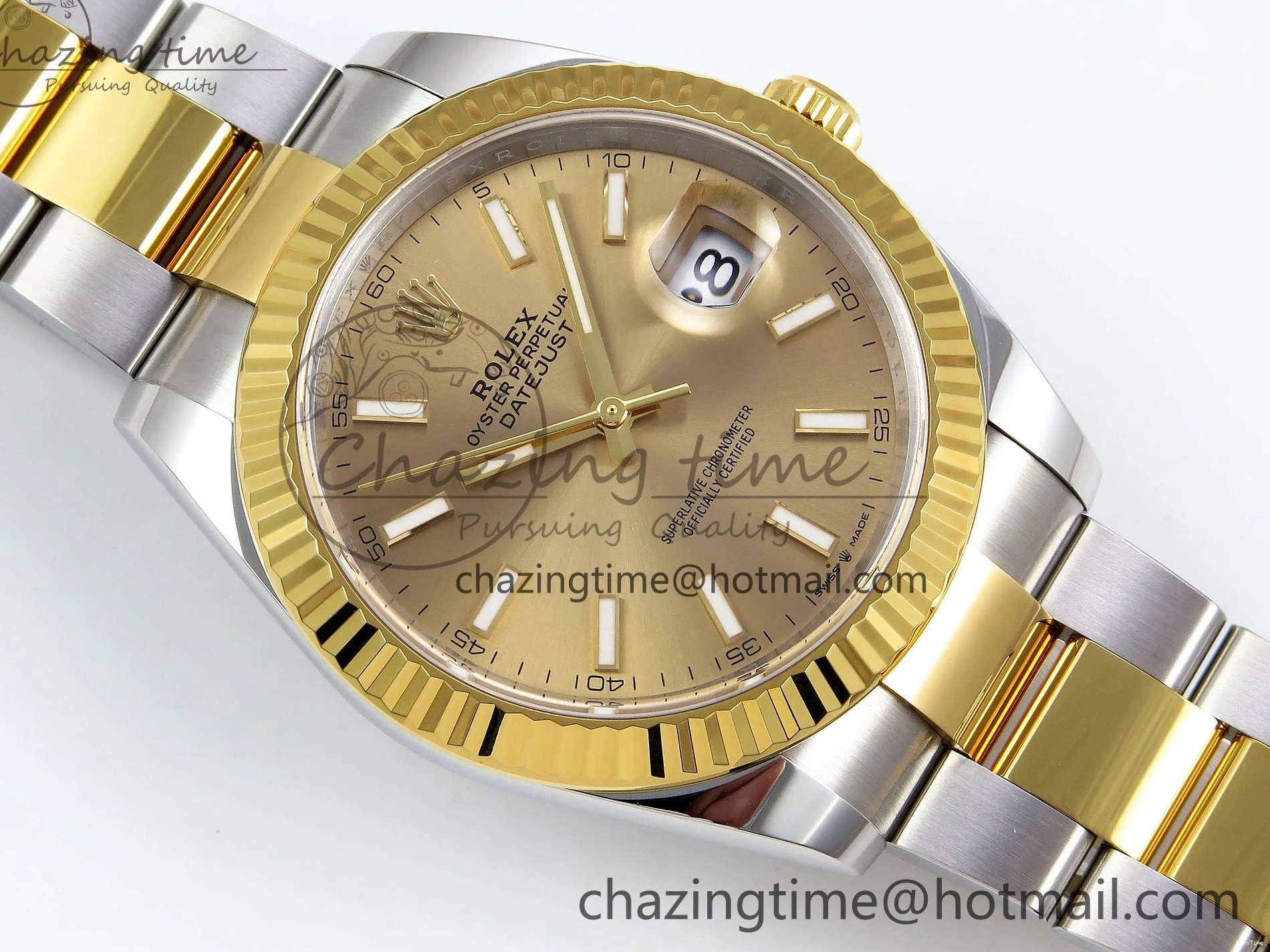 MiroTime 0201 DateJust 41 126333 Clean 1:1 Best Edition 904L Steel YG Stick Dial on SS YG Oyster Bracelet VR EasyCare 1578
